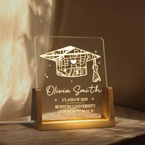 Luz nocturna personalizada con mapa del campus universitario, lámpara LED personalizada con mapa universitario, placa acrílica con mapa universitario, regalo de graduación, promoción de 2025