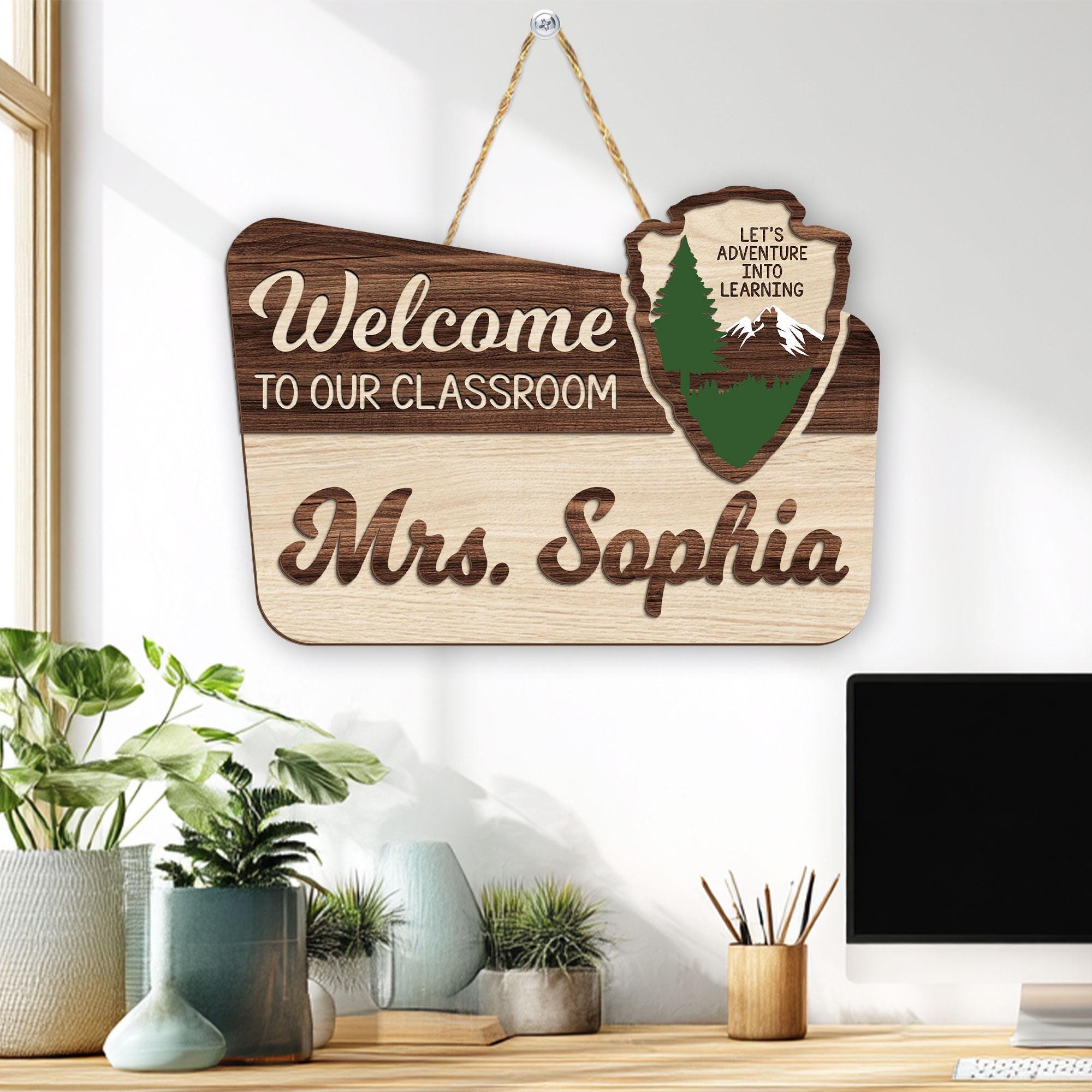 Personalized Teacher 3D Door Hanger National Park Teacher Sign ...