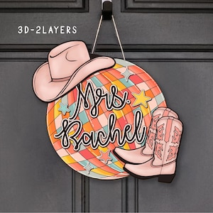 Custom Disco Ball Teacher Door sign, Printed Teacher sign, Admistrator Sign, Office Sign, Class Decor, Teacher Western Retro Name Sign