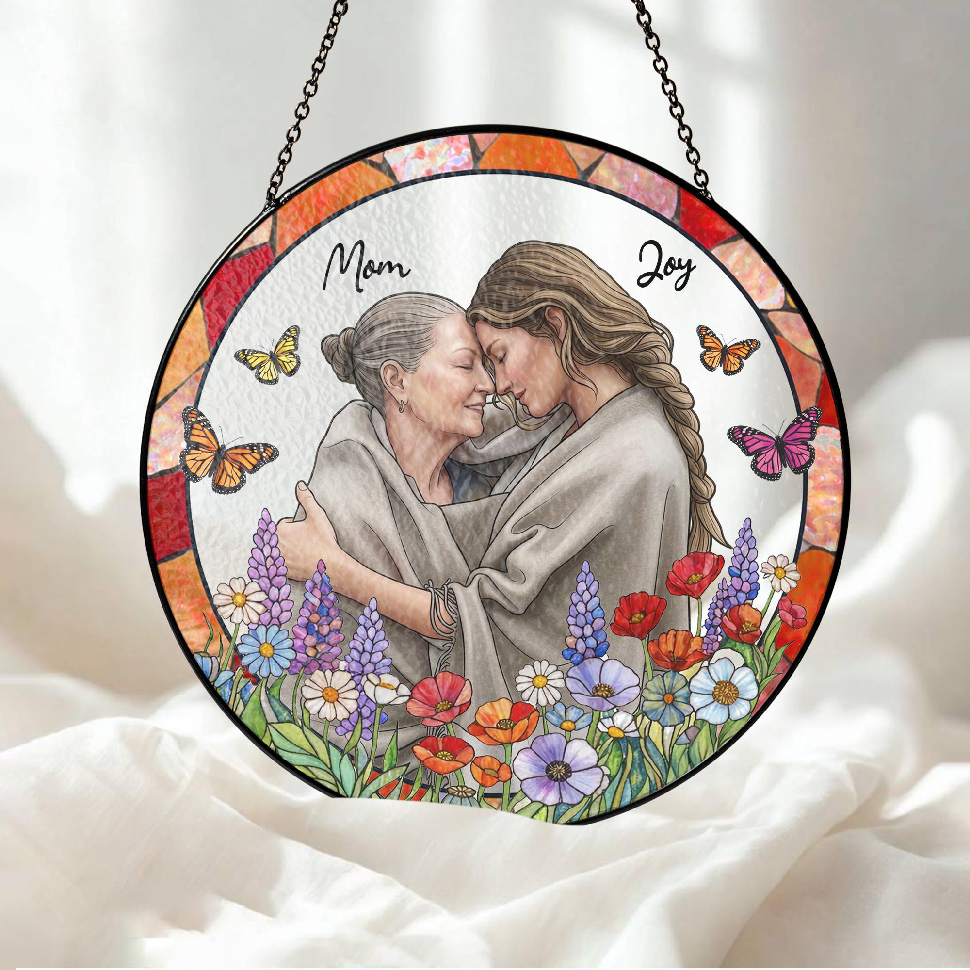 Custom Photo Portrait Stained Glass Suncatcher Gift for Mom,mum Gift ...