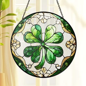 Shamrock Stained Glass Suncatcher, Shamrock Window Hangings,Irish Decor,St. Patrick&#39;s Day Decoration,Irish Gift,Irish Ornament Shamrock Gift