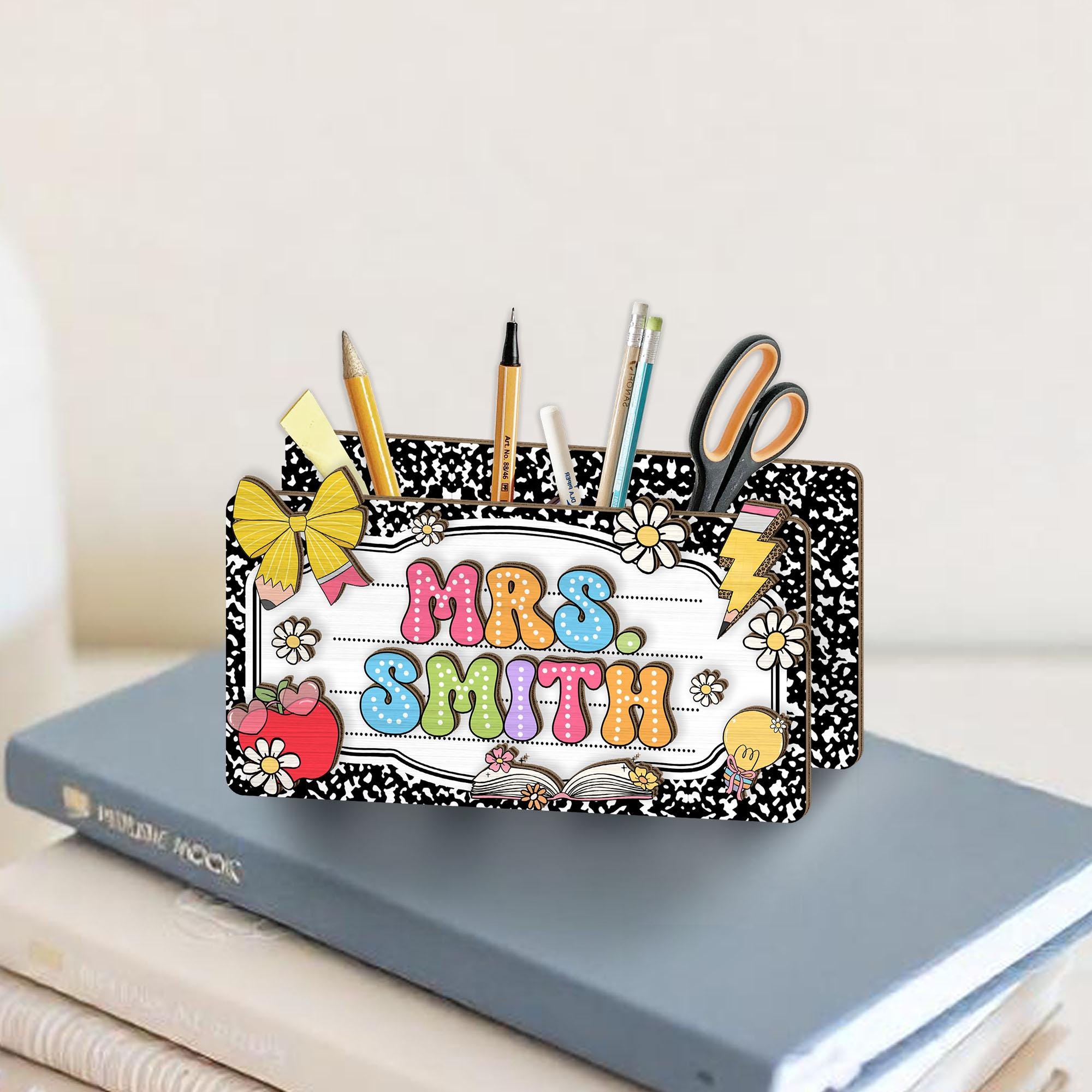 Back to School Teacher Gift Pen Holder, Teacher Pencil Holder Desk ...