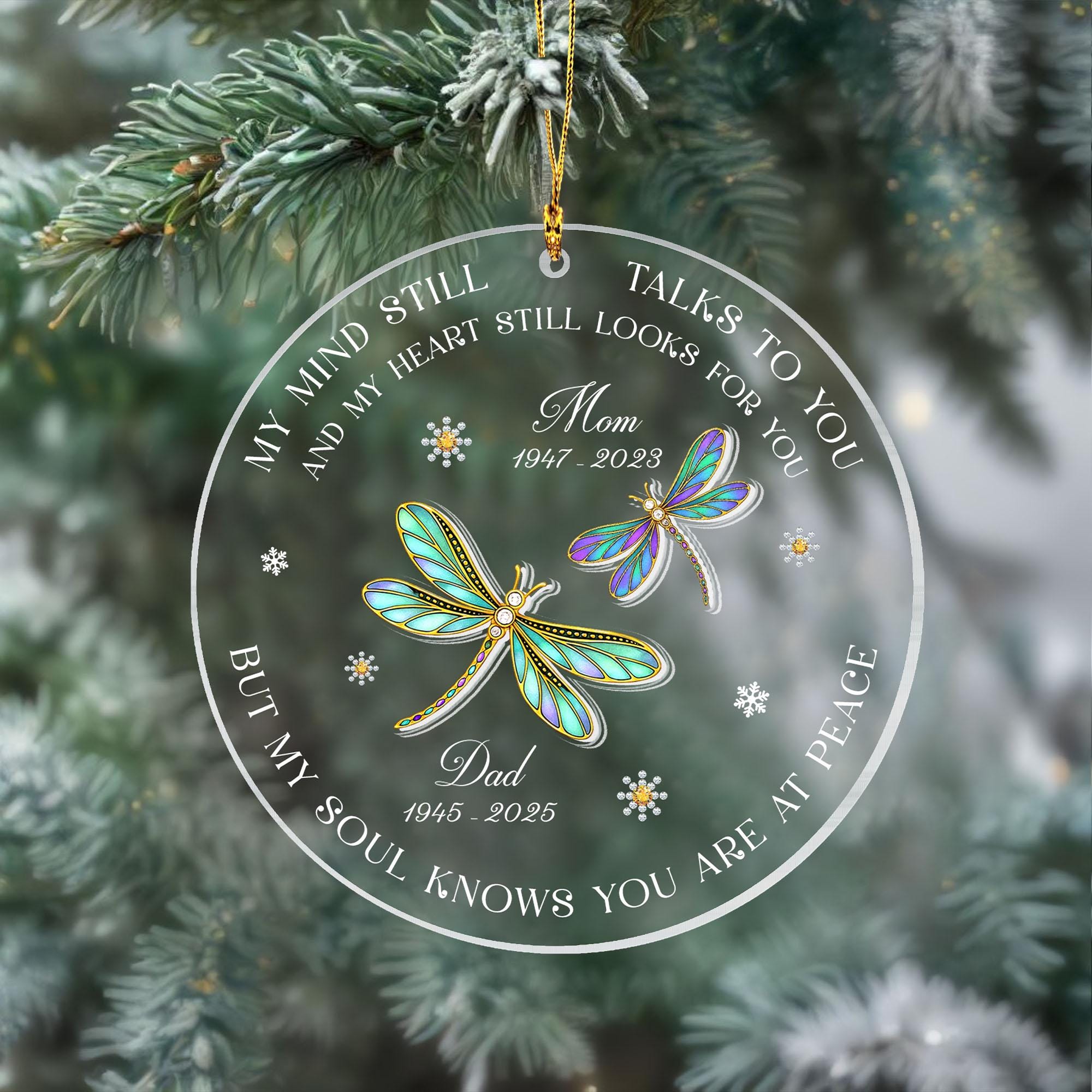 Personalized Dragonfly Memorial Ornament, Custom Sympathy Gift ...