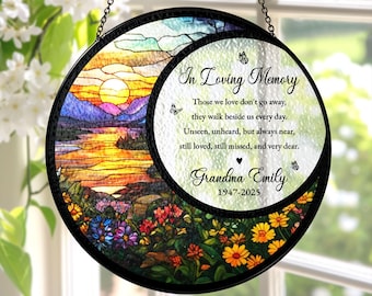 Memorial Stained Glass Suncatcher Sympathy Gift, Family Memorial Ornament Loss Of Mom Gift, Dad Remembrance Gift, In Loving Memory, Mom Loss