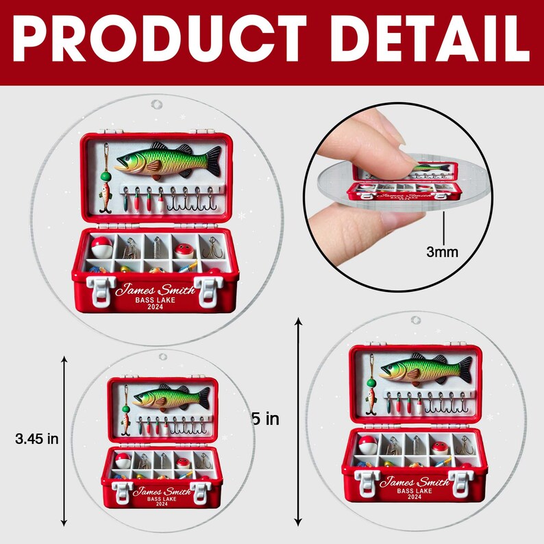 Fishing Tackle Box Ornament, Fisherman Ornament, Dad Fishing Ornament