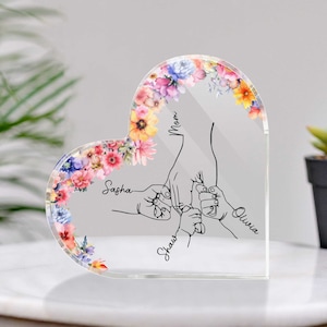 Holding Kid Hands Mom Grandma, Custom Name Mom and Kid Hands Acrylic Plaque, Mother's Day Gifts ...