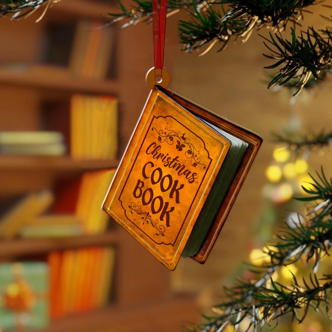 Book 2D Flat Acrylic Ornament, Miniature Cook Book Christmas Ornament ...