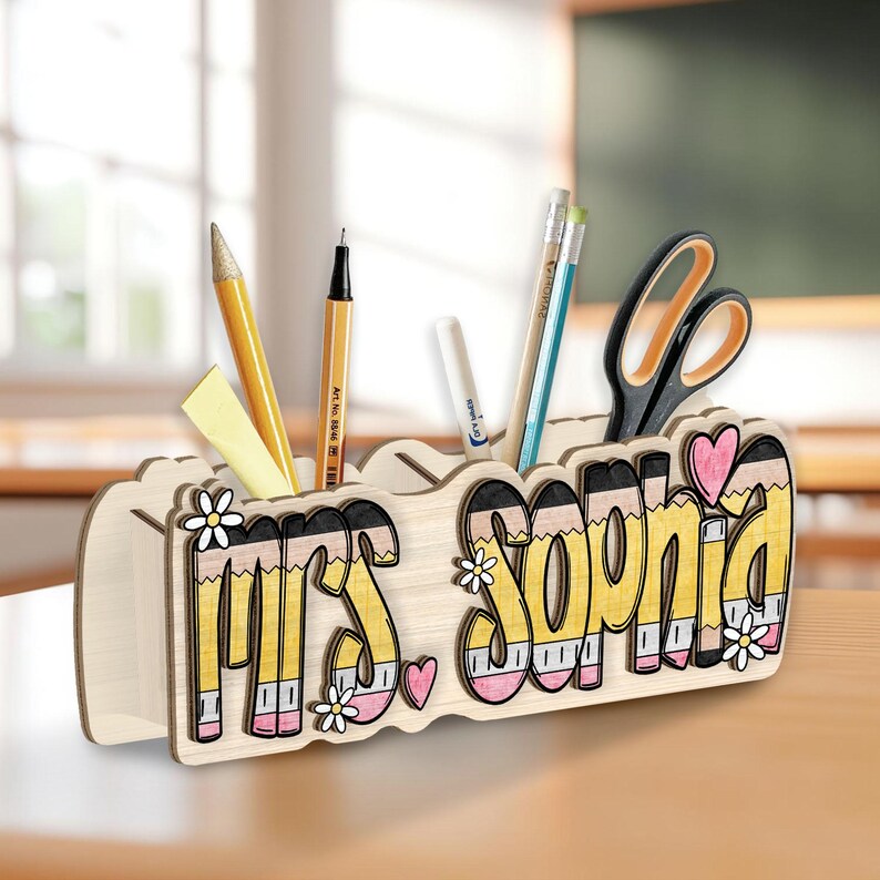Back to School Teacher Gift Pen Holder, Teacher Pencil Holder Desk ...