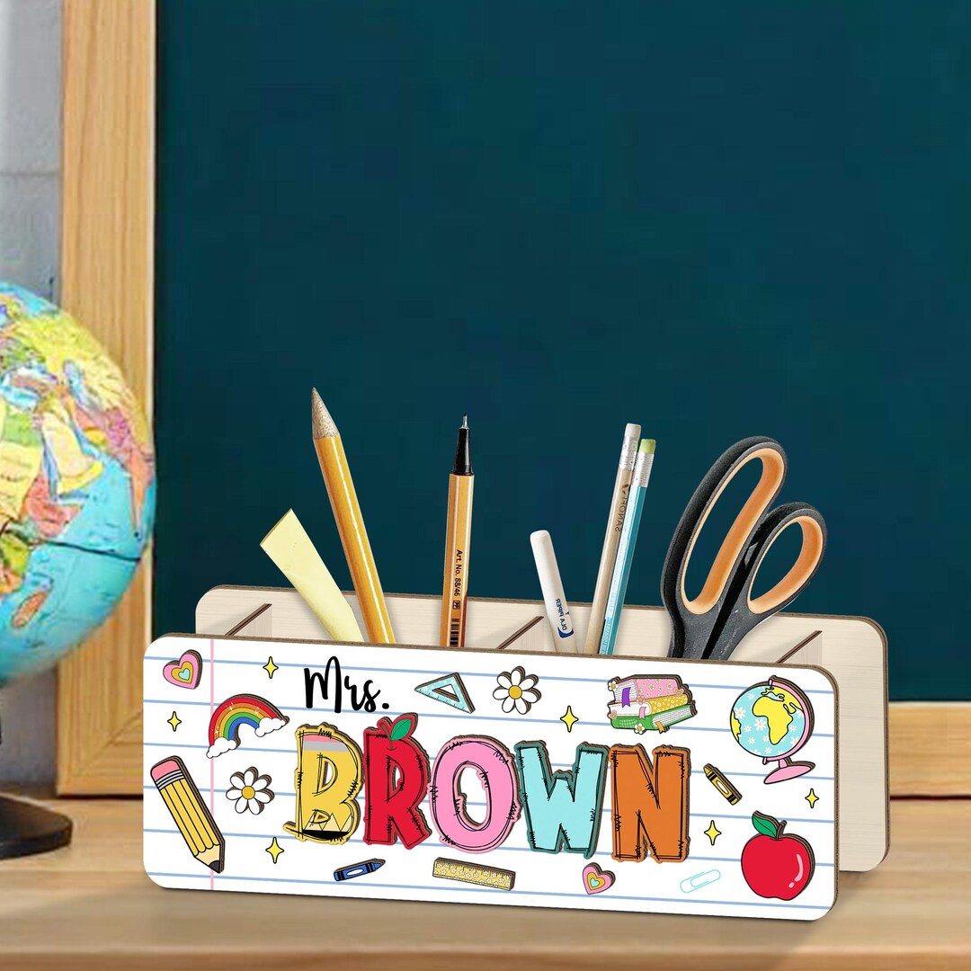Back to School Teacher Gift Pen Holder, Teacher Pencil Holder Desk ...
