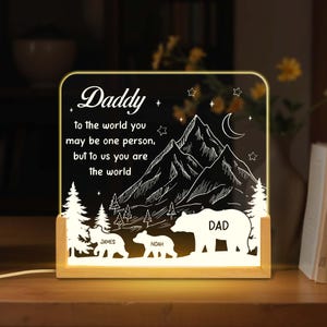 Custom Papa Bear Sign, Dad Night Light, Fathers Day Gifts for Dad, Dad Gifts From Kids, Husband Gift From Wife, Bear Lover Gift, Bear Family