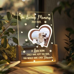 Pet Memorial Night Light, Custom Pet Plaque, Pet Night Light, Custom Pet Photo Gifts, Pet Memorial Frame, Gifts for Pets, Cat Dog Loss Gift