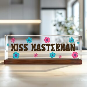 Teacher Gifts Personalized, Teacher Desk Name Plate, Custom Teacher Sign, Teacher Appreciation Gift, Groovy Teacher Name Sign, Teacher Gift