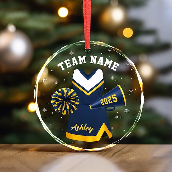 Personalized Cheerleader Girls Glass Ornament, Cheer Coach Gift, Cheerleader Gift, Cheerleader Team Ornament, Senior Cheerleading Gift