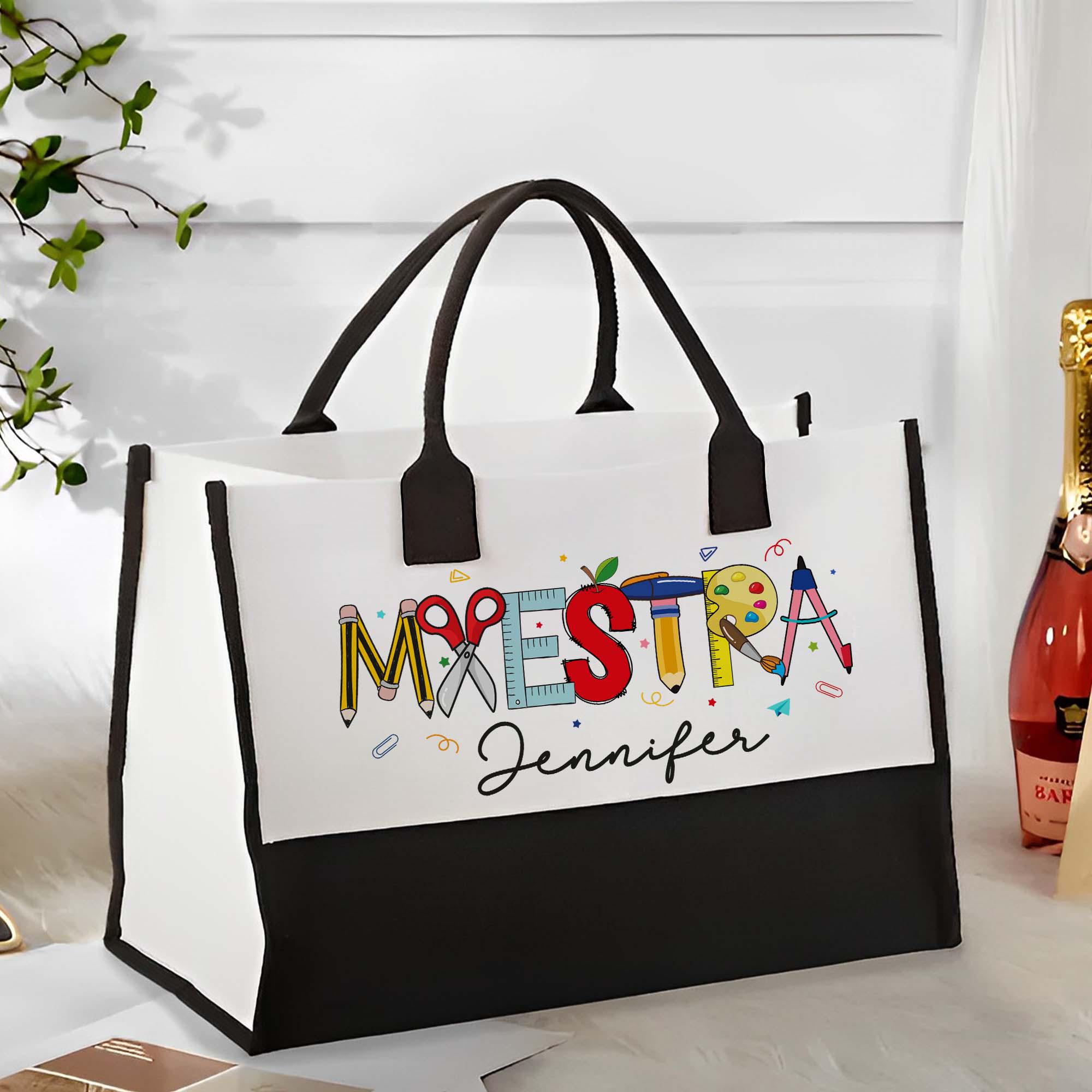 Personalized Spanish Teacher Maestra Bilingual Tote Bag Back to School ...