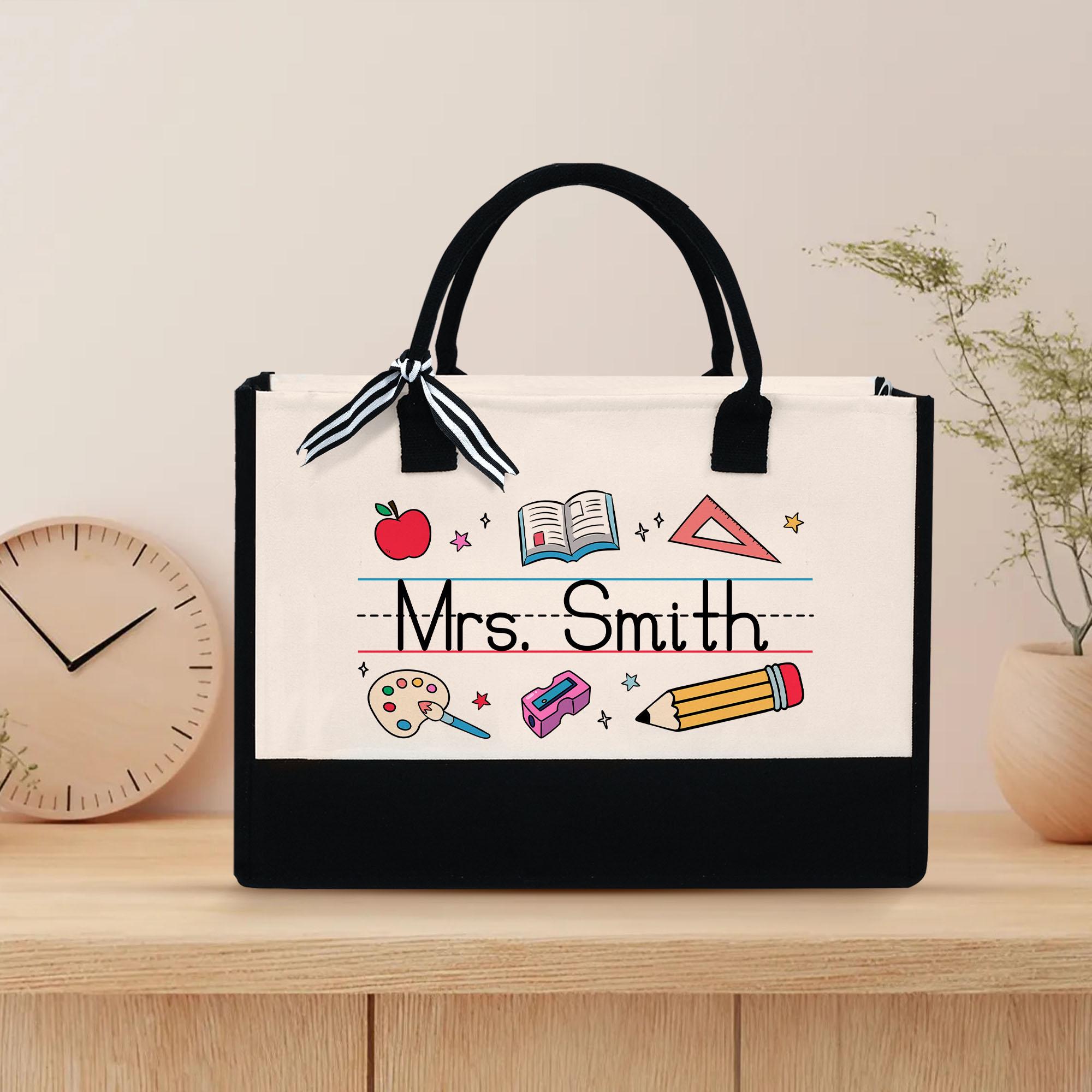 Personalized Teacher Tote Bag, Custom Teacher Name Bag, Personalized ...
