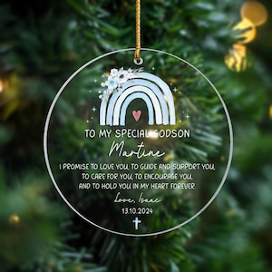 Personalized Goddaughter Godson Ornament, Christening Keepsake Godparent, Godchild Gift, Christmas Gifts, Baptism Gift, Gift For Christian