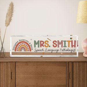 Personalized Speech Language Pathologist Desk Name Plate, SLP Name Sign, SLP Gift, Speech Language Pathologist, Teacher Appreciation Gift