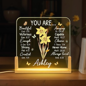 Personalized You Are Bible Verse LED Night Light, Custom Favorite Bible Verse Gift, Christian Home Decor, Faith Based Decor, Religious Gifts