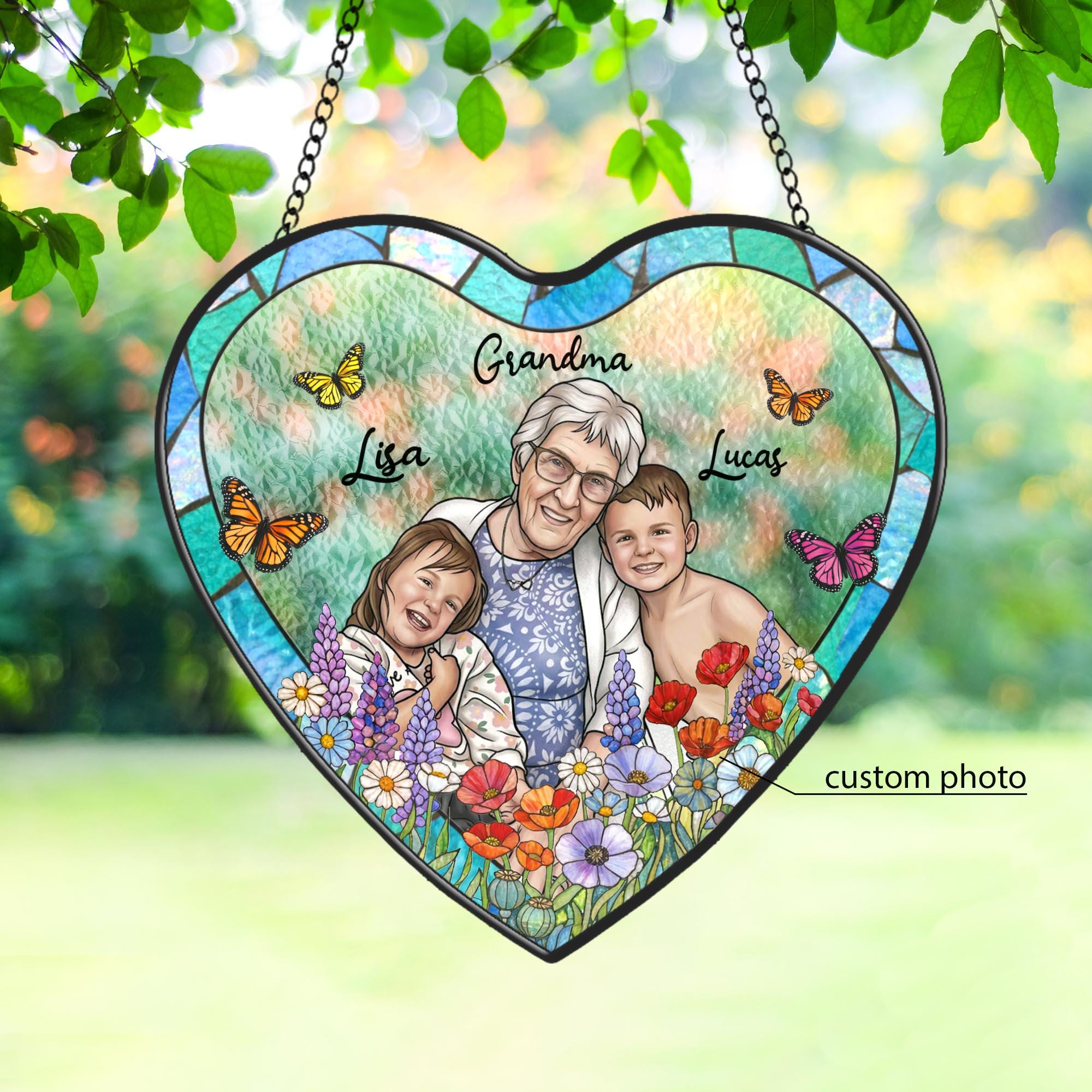 Custom Photo Portrait Stained Glass Suncatcher Gift for Mom,mum Gift ...