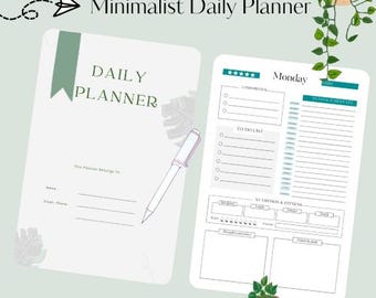 Minimalist Daily Planner | Printable PDF Planner for Productivity, Time Management, and Organization