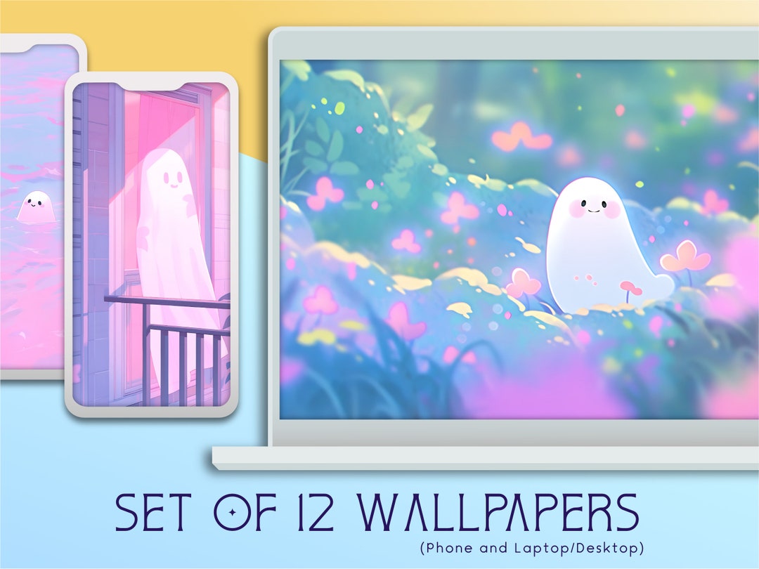 Cutie Boo Wallpaper Collection, 12 Digital Backgrounds, Commercial Use ...