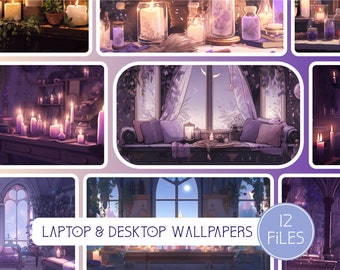 Candlelit Workshop Wallpaper Collection, 12 Digital Backgrounds, Commercial Use, High Resolution, 16:9, Laptop, Desktop, Lofi, Download