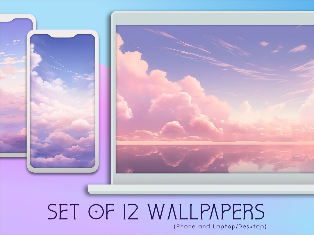 Lovely Sky Wallpaper Collection, 12 Digital Backgrounds, Commercial Use ...