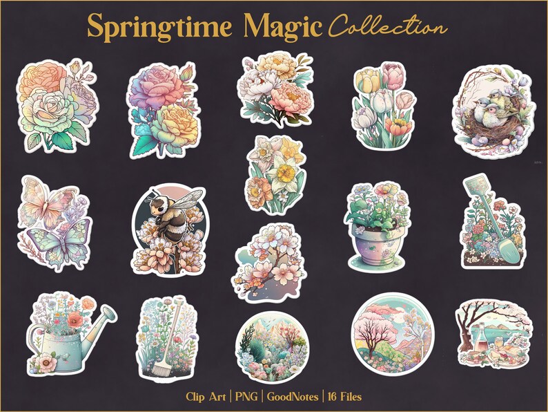 Colección Springtime Magic Clipart de 16 piezas, uso comercial, Spring ...