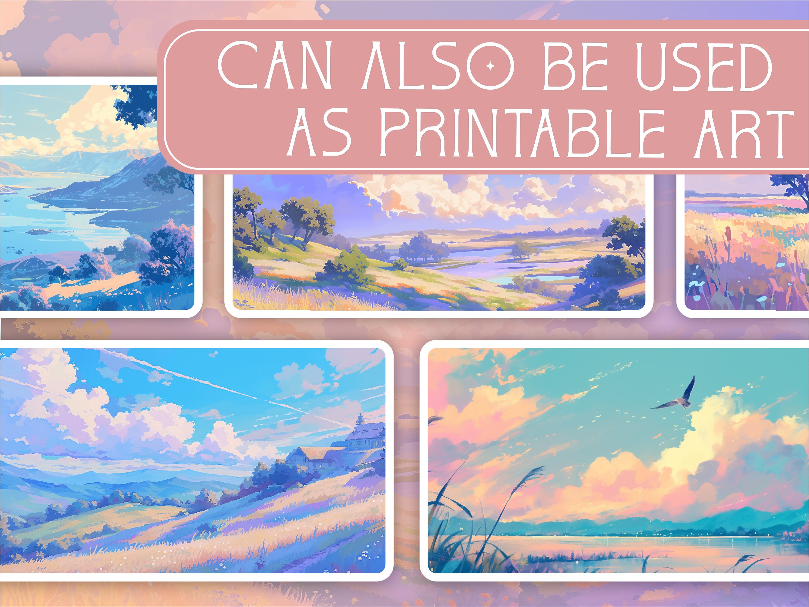 Lo Fi Riverside Background Lofi Landscape Wallpaper Collection, 12 Digital Backgrounds, Commercial ...