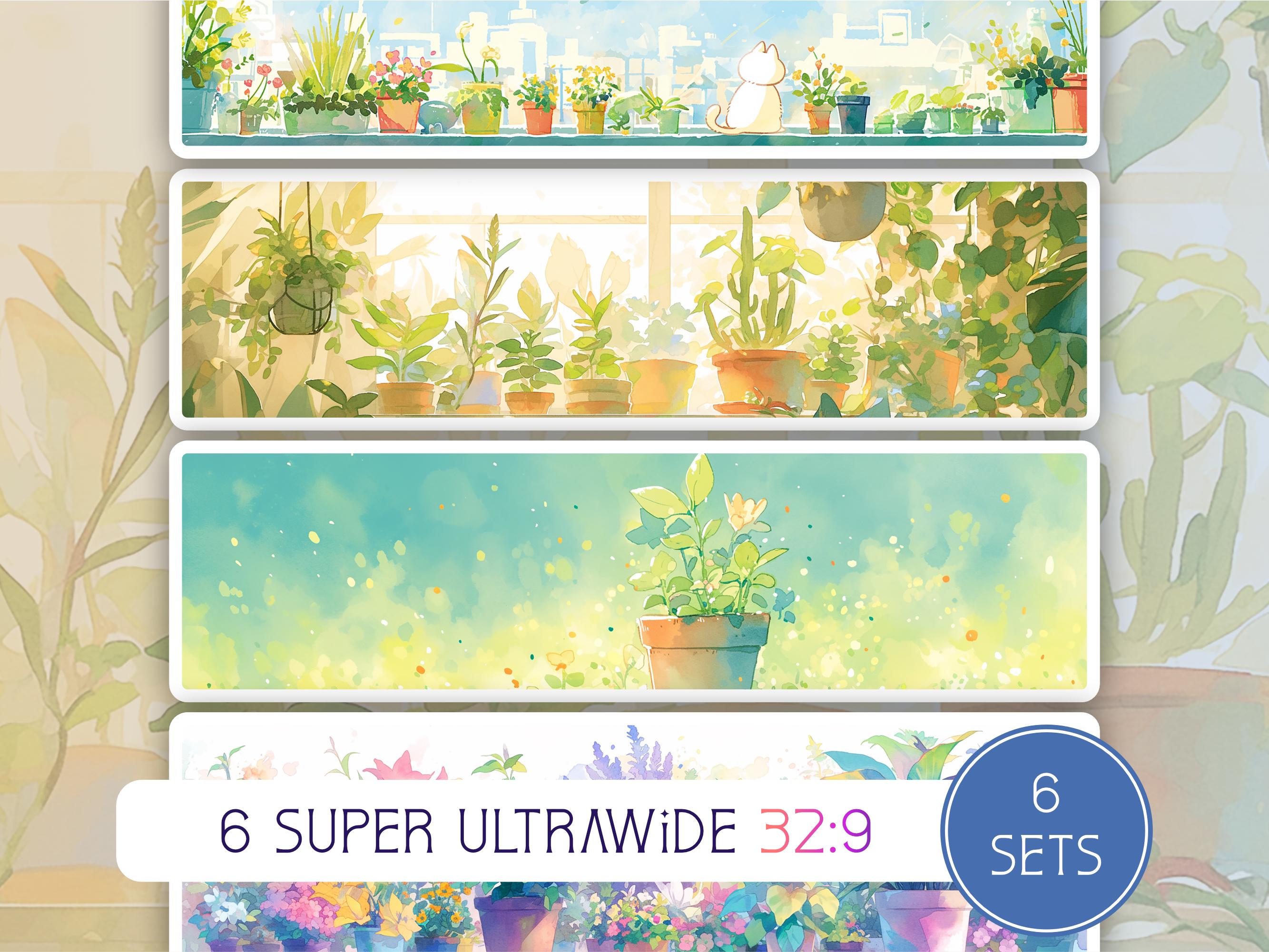 Home Oasis Collection, 32:9 aspect ratio, 6 Super Ultrawide Wallpapers, High Resolution, desktop, bonus dual screen, Lofi, Instant Download