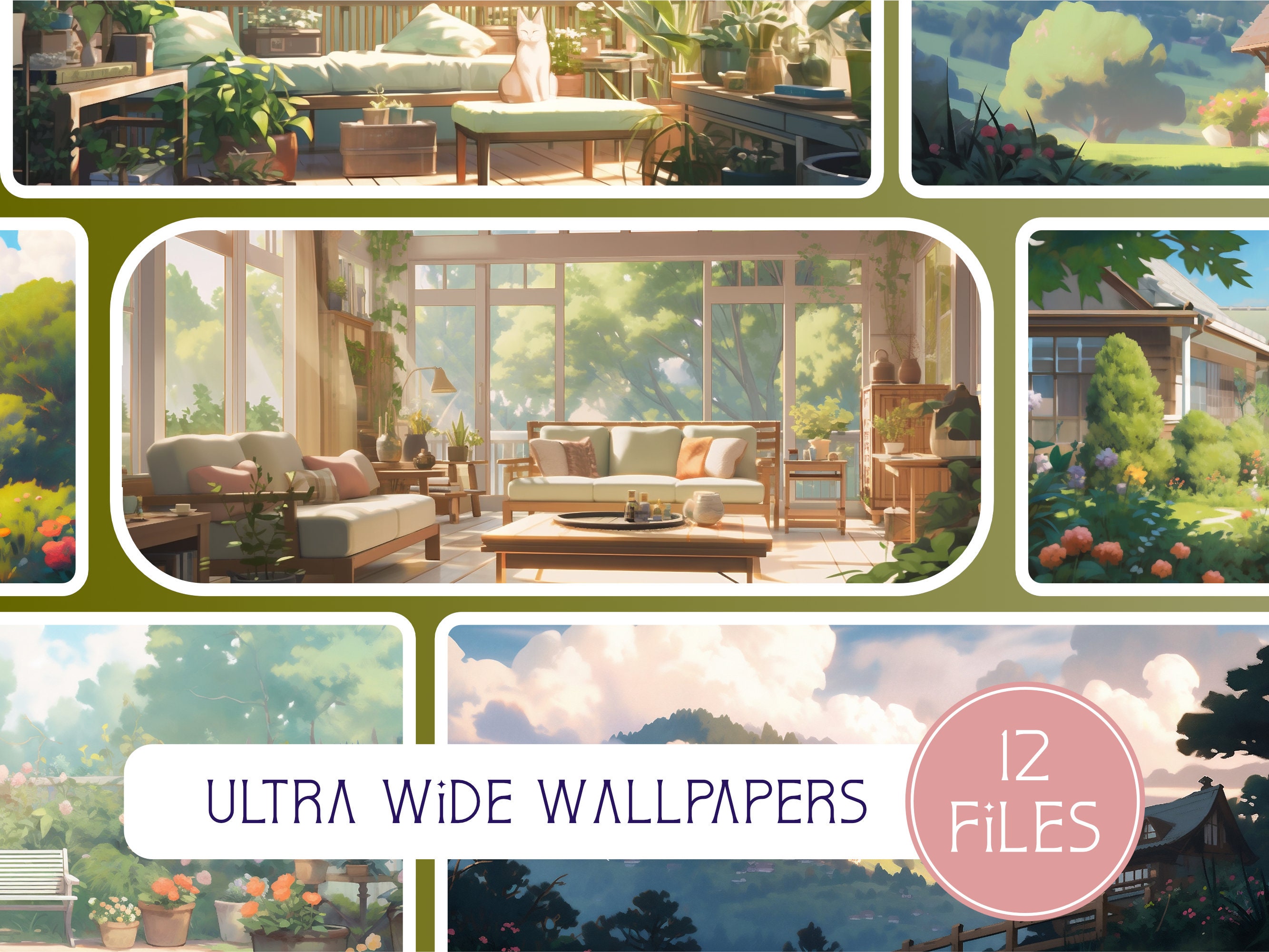 Hillside Living Wallpaper Collection, 12 Digital Backgrounds ...