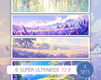 Cottage Comfort Collection, 32:9 aspect ratio, 6 Super Ultrawide Wallpapers, High Resolution, desktop, bonus dual screen, Lofi, Download