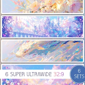 Night Whispers Collection, aspect ratio 32:9, 6 sfondi Super Ultrawide, alta risoluzione, desktop, bonus doppio schermo, Lofi, download