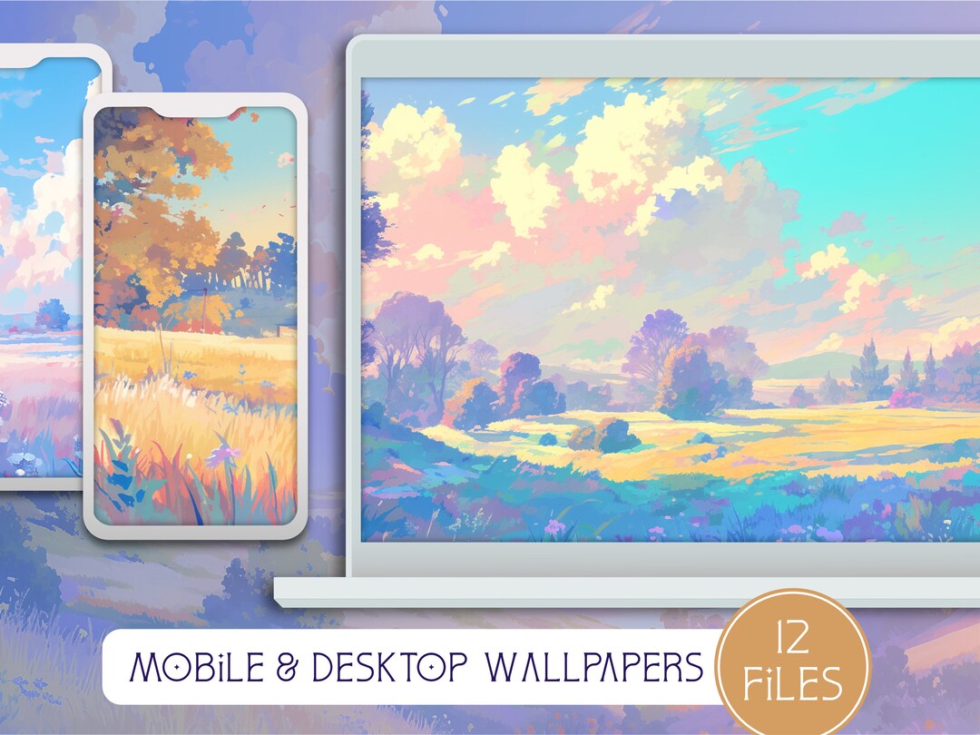 Lo Fi Riverside Background Lofi Landscape Wallpaper Collection, 12 Digital Backgrounds, Commercial ...