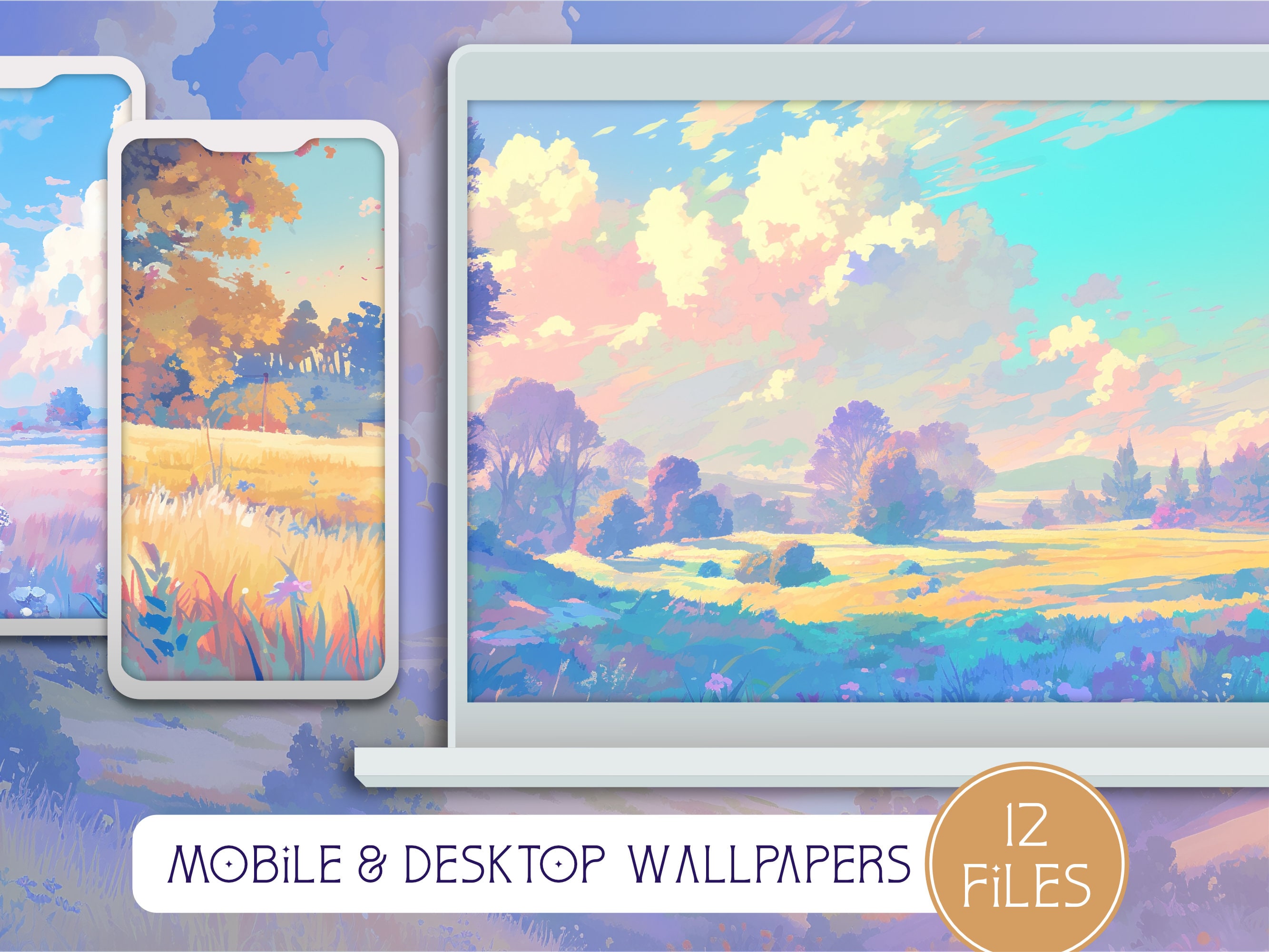 Lo Fi Riverside Background Lofi Landscape Wallpaper Collection, 12 Digital Backgrounds, Commercial ...