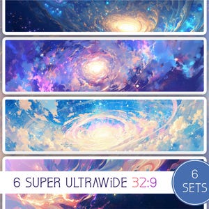 Collezione Celestial Gateway, rapporto d'aspetto 32:9, 6 sfondi Super Ultrawide, alta risoluzione, desktop, doppio schermo bonus, Lofi, download