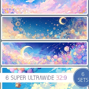 Collezione Feeling Vibrant, formato 32:9, 6 sfondi Super Ultrawide, alta risoluzione, desktop, doppio schermo bonus, Lofi, download