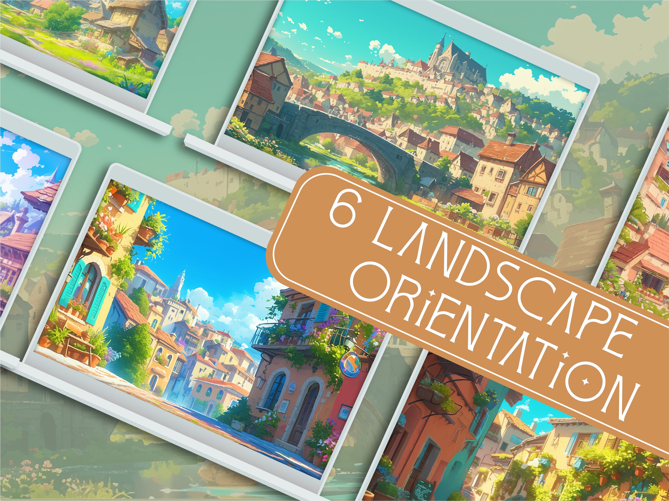 Old Town View Wallpaper Collection, 12 Digital Backgrounds, Commercial ...