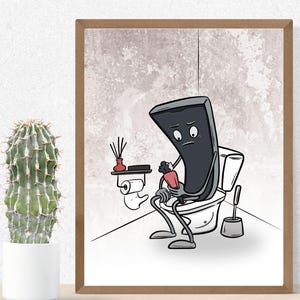 Cartaz engraçado de banheiro, Arte de parede para escritório de banheiro, casa, dormitório, Humor inteligente para banheiro, Cartaz digital para download instantâneo