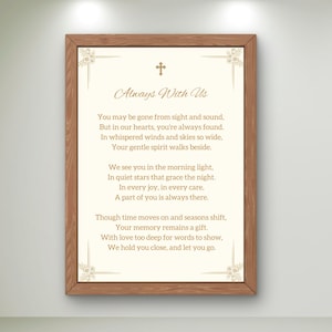 Impressão de poema fúnebre, verso "Sempre conosco" para celebração da vida, placa de lembrança de funeral, pôster de lembrança de serviço memorial, download digital