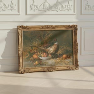 Pheasant Still Life Print, Autumn Harvest, European Salon Painting Style Art Print