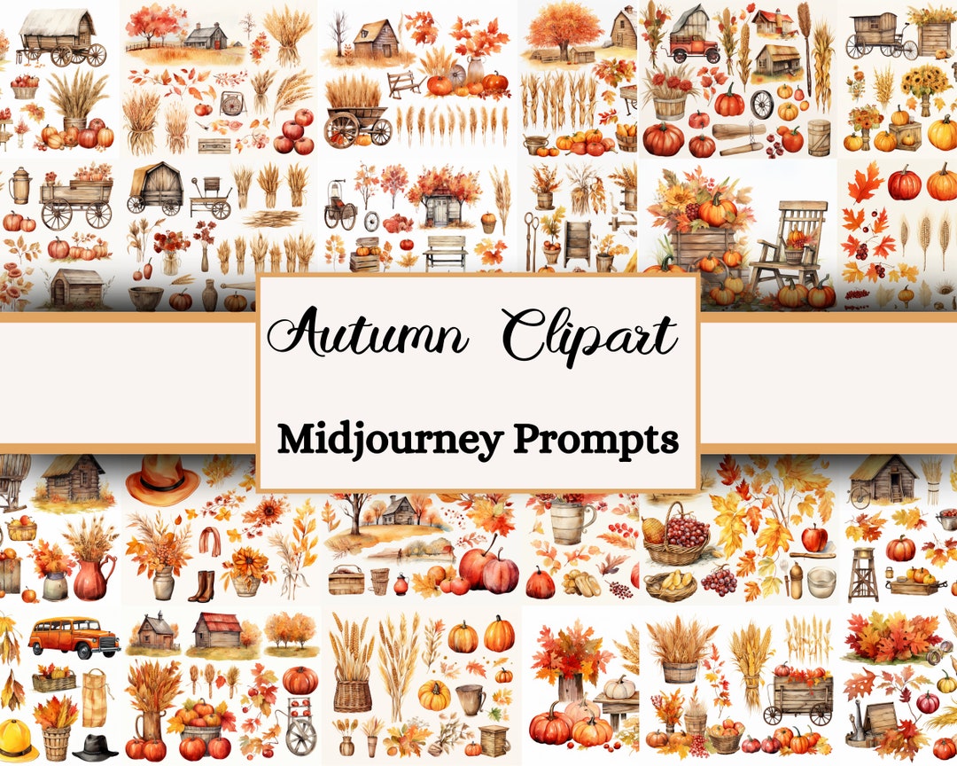 Autumn Clipartmidjourney Prompts AI ART, Digital Art Prompts, Clip Art