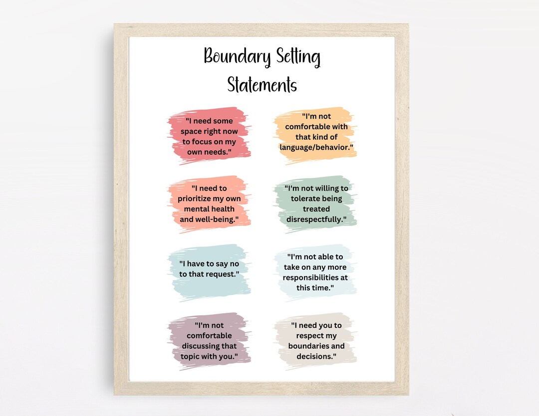 Boundary setting statements mental health poster therapy etsy