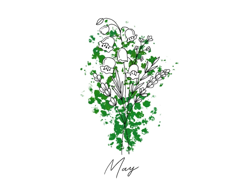 May Birth Flower Illustration. Unique, Hand Drawn Flower Illustration
