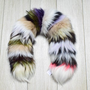 Fur trim hood, collar beige,colorful Finn Raccoon fur fluffy detachable hood stripe, Womens Mens unisex gift.