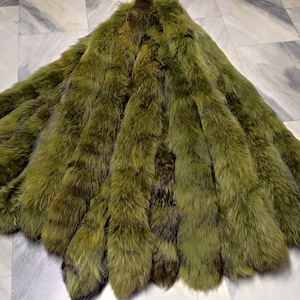 Finn Raccoon fur trim by inche, cm, Olive Green colour Finn fluffy fur strips