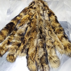 Finn Raccoon fur trim by inche, cm, Gold black Finn  fluffy fur strips