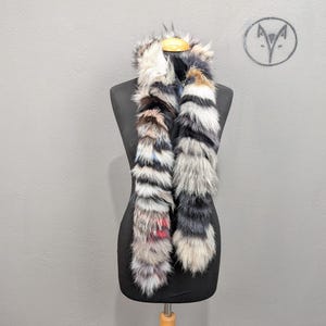 Fox fur scarf colorful, long scarf high quality long fur, Women and Men neck warmer.