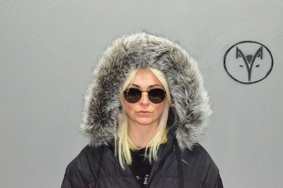 Fox Fur Trim Hood Collar Silver Fox Fur Fluffy Detachable Hood Stripe Womens Mens Unisex Gift. Etsy