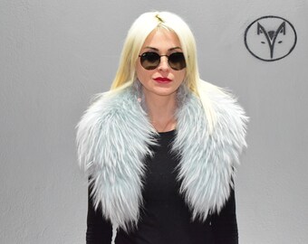Kołnierz z futra szopa, ocieplacz na szyję, kolor szary, prawdziwe naturalne futro, unisex, męski, damski,